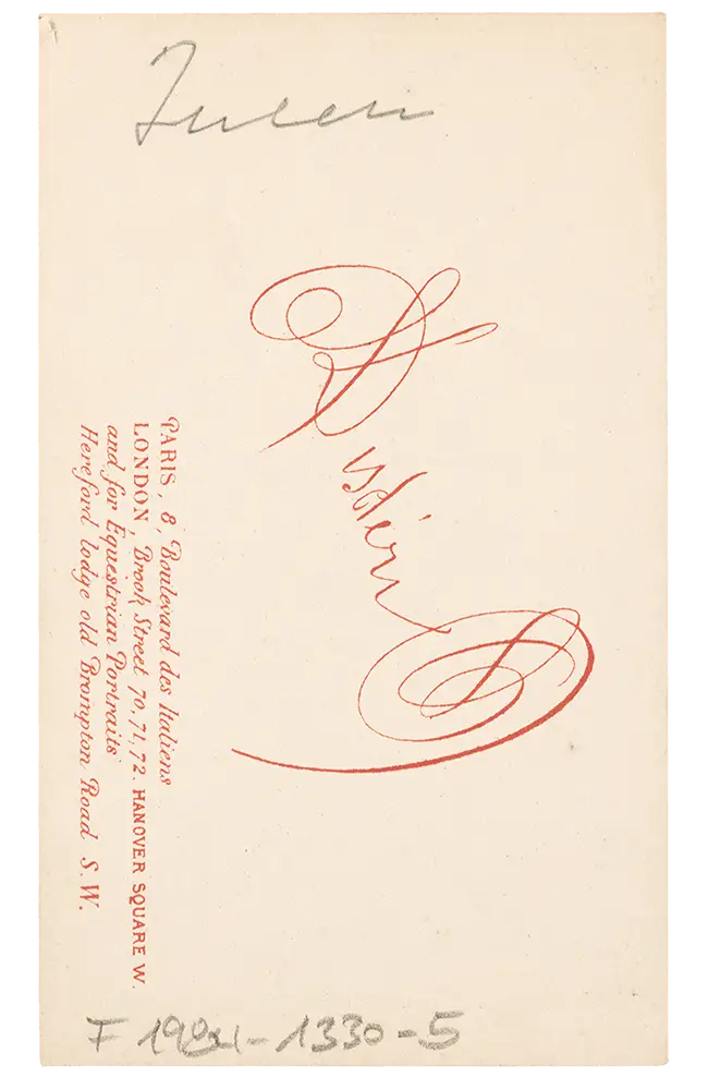 Cabinet Card, Queen Viktoria, back side